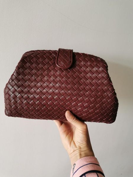 

fashion women clutch bag 2019 style sheepskin handmade woven bags hand bag