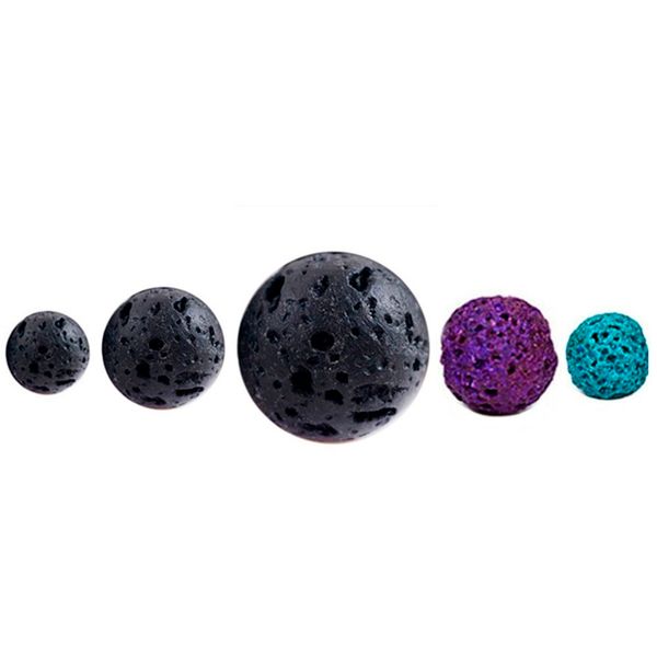 

muti-size natural round black rock volcanic lava stone beads for bracelets essential oil diffuser necklace lockets