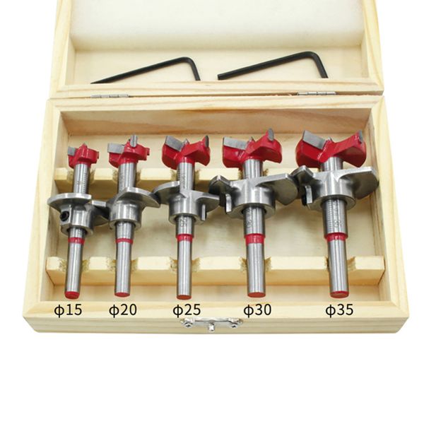 

5pcs forstner auger drill bit set dia 15/20/25/30/35mm wood cutter hex wrench woodworking hole saw for power tools supplies