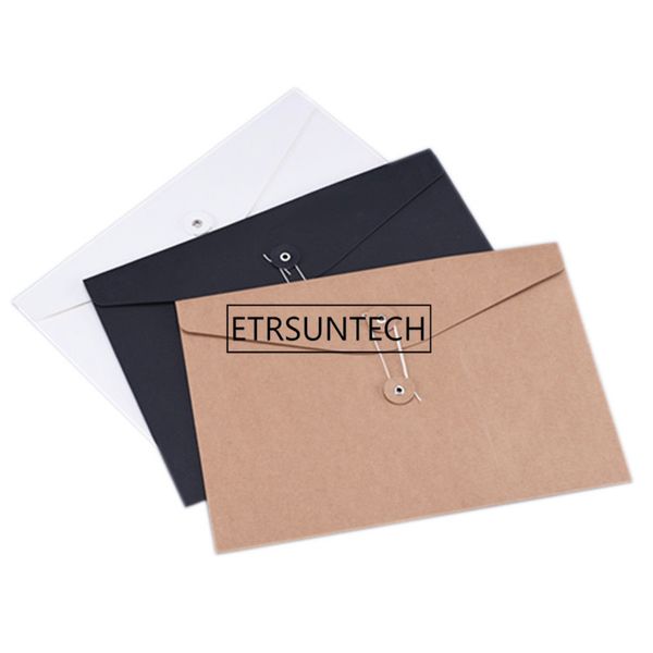 Brown Kraft Paper A5 A4 Documento / Titular de arquivo saco de armazenamento de bolso Envelope com armazenamento de Cordas Bloqueio Office Supply Bolsa LX2124