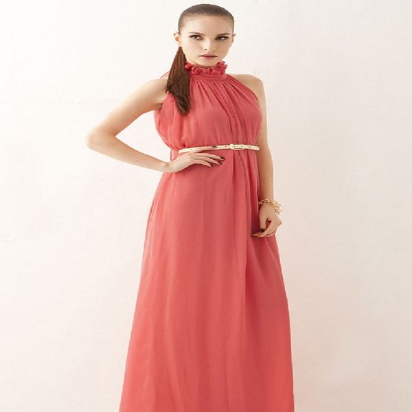 

2019 speed sell bohemian dress hanging neck round neck chiffon dress long petticoat, Black;gray