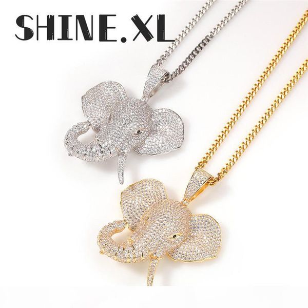 

luxury design 3d животных слон ожерелье iced out кубический циркон mens hip hop подарка ювелирных изделий, Silver