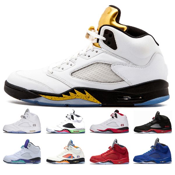 

мужские 5 баскетбол обувь oreo олимпийских metallic gold white cement space jam разводил синего красной замшу белого cemen 5s спорт дизайнер, Black