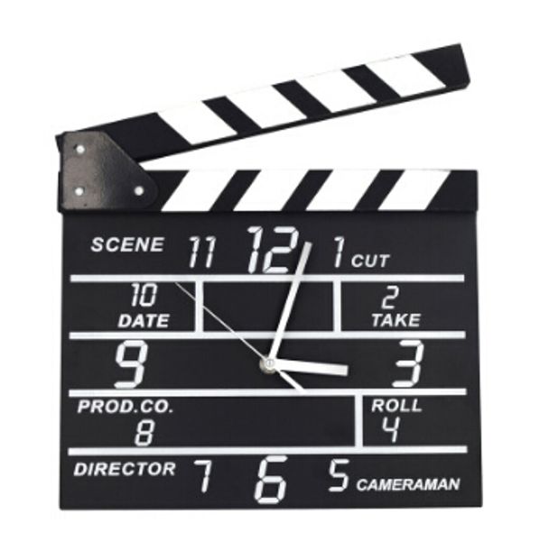 

creative wooden film clapper clock retro living room decoration hanging clock bedroom fashionable personality digital silent wooden clock