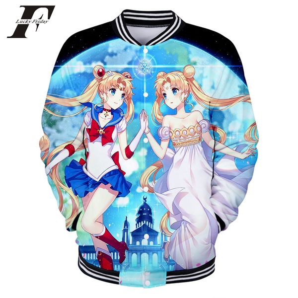 

anime 2019 sailor moon sweatshirt 3d printing harajuku college baseball jackets cartoon kpop japan aesthetics women, Black;brown