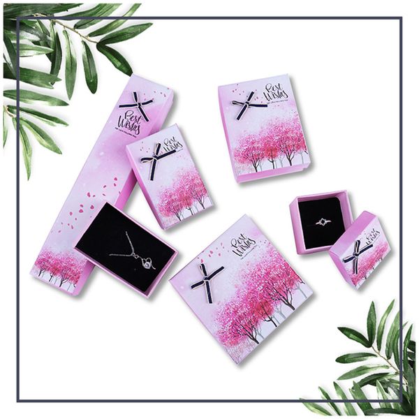 

[ddisplay]ins style sakura pink jewelry box glamour tiny ring boxes monthly earring small jewelry display wishes necklace package box, Black;white