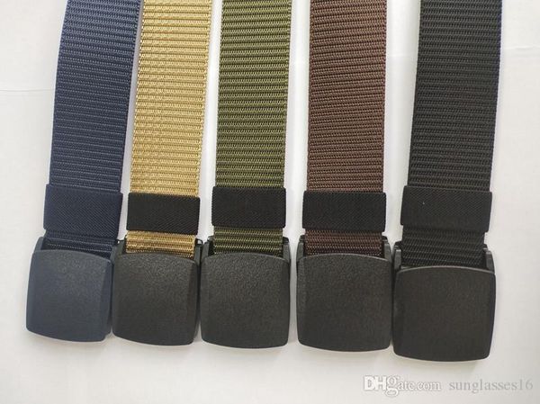 

wholesale 10pcs for sets 47 to 62 inch men belt mens designer belts ceinture smooth weave plastic buckle outdoor sports trainin waist strap, Black;brown