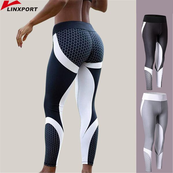 

women yoga pants printed dry fit sport tight elastic fitness gym pants workout running tight sport leggings female trousers, Black;blue