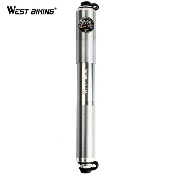 

west biking high pressure 160 psi bicycle pump mini portable handle tire inflator air pump alloy cycling bike with gauge