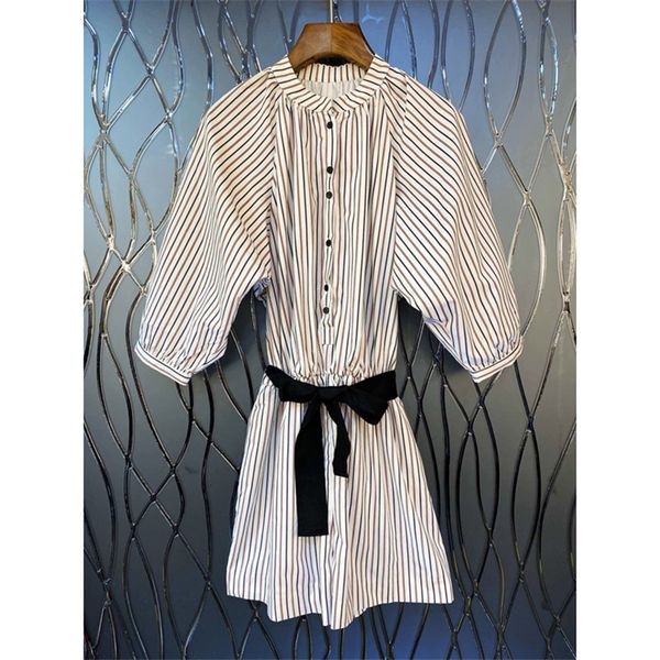 

2020 spring and summer new round neck striped casual seven-sleeved women's jumpsuits, Black;white