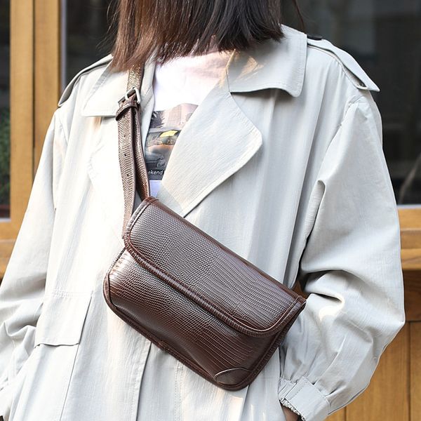 

2020 корейский широкий ремень г-жа сумка-мессенджер свободного покроя ретро ящерица выкройка груди мешок чистый цвет талии