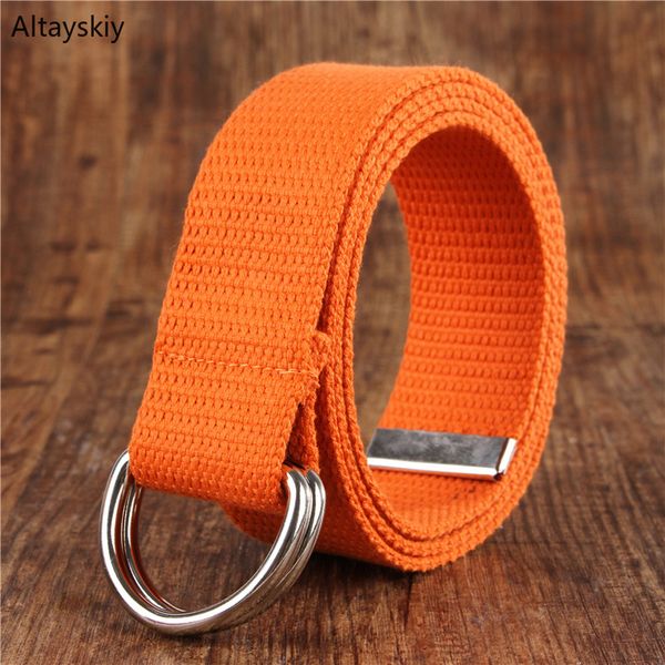 

belts women simple solid canvas all-match waist straps womens leisure belt d shaped double ring buckle trendy 2019 new trendy, Black;brown