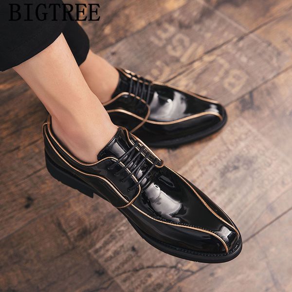 

oxford shoes for men coiffeur wedding shoes men formal patent leather luxury designer evening dress party for ayakkabi, Black