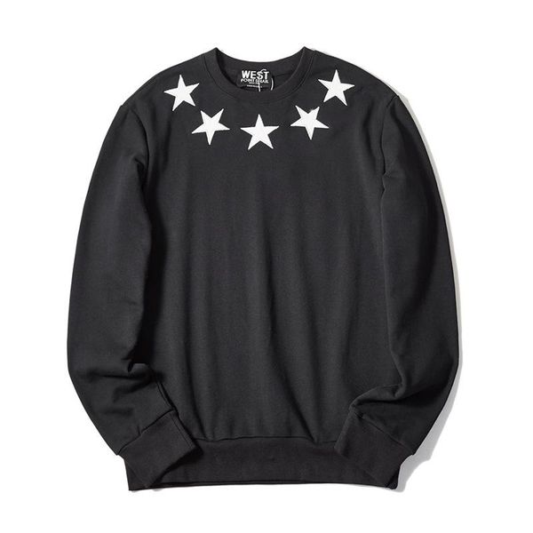 

2018 зимние мужские толстовки звезды вышивки полный толстовки мужчины повседневная хлопок флис streetwear o шеи сыпучие hoodie sudaderas hom, Black