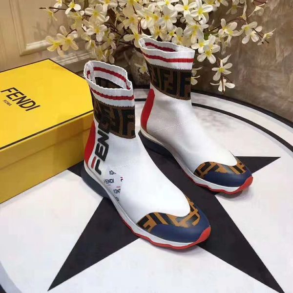 

2019 luxury de igner neaker new arrival men women ock hoe high ca ual hoe famou boot multicolour fabric bootie, Black