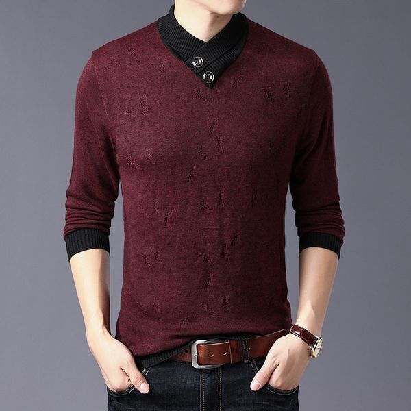 

2019 new men qiu dong jacquard sweater sweater long-sleeved cultivate one's morality joker tide male render, White;black