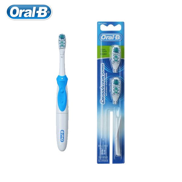

oral b electric toothbrush cross action set dual clean for teeth whitening aa battery powered with replaceable brush head
