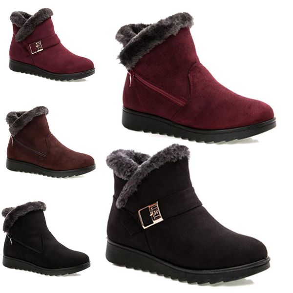 

2020 non-brand winter women snow boots triple black wine red brown suede ankle boots mother shoes keep warm 36-40 style 37