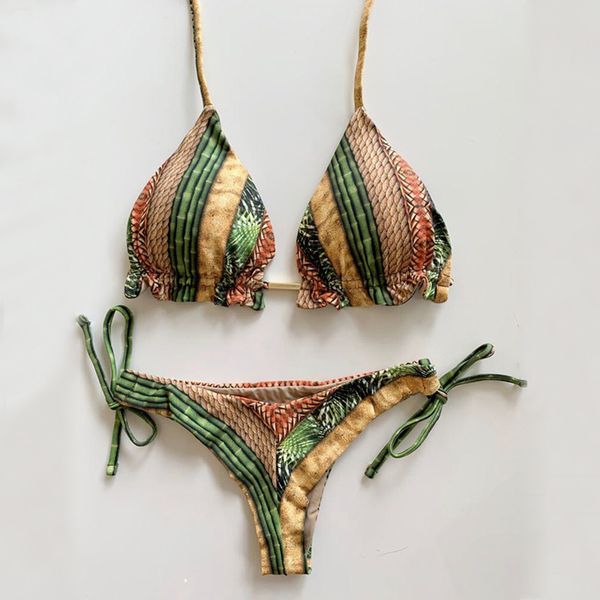 

2020 swimwear women push-up swimming suit women's split two pieces low waist printing bikini