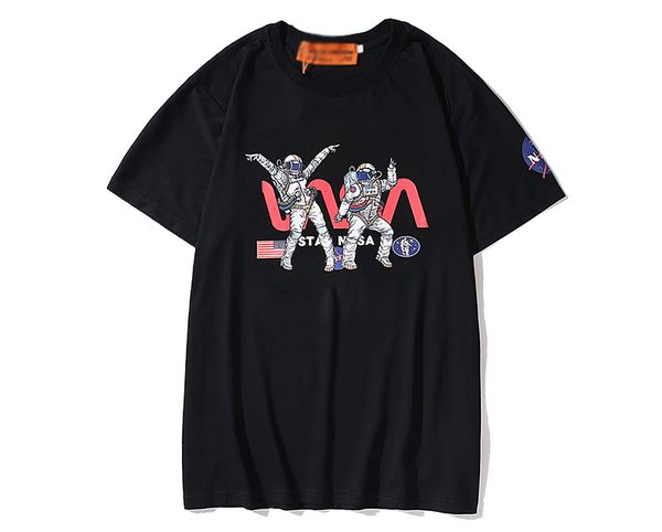 

2020 новые мужские и женские роскошные высококачественные хлопчатобумажные футболки новая мода классическая пара space dance pattern с корот, White;black