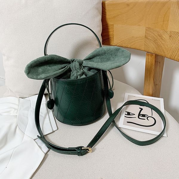 

women's handbags solid thread shoulder crossbody bag ladies fashion messenger hand bag bow-knot tote bucket bags