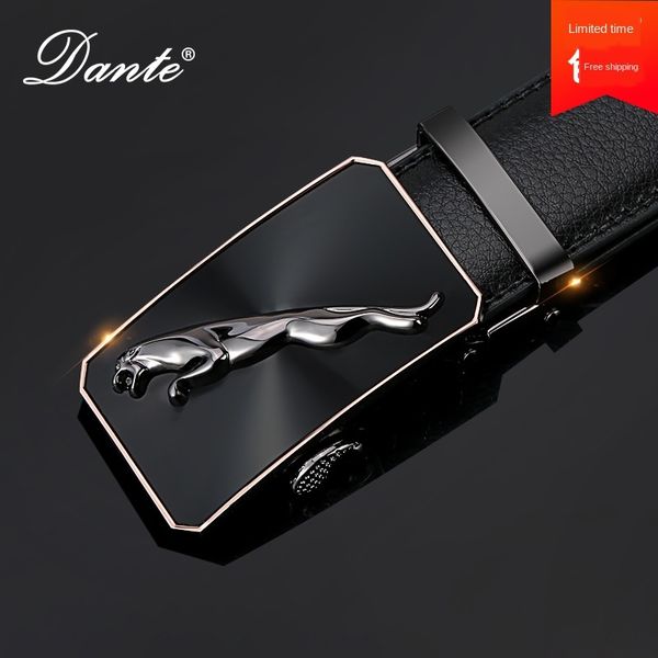 

genuine leather men's automatic buckle business accessories cowhide leopard belt head soft leather belt, Black;brown