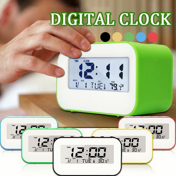 

mute digital alarm clock with snooze fuction weather forecast night light adjustable alarm misic sounds backlight display 1pc