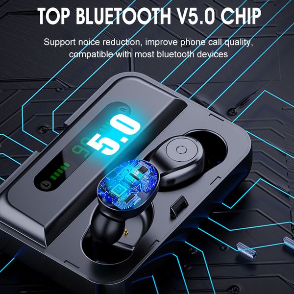 

earphones f9-5 bluetooth wireless headphones sport in ear tws gaming headset noise cancel true wireless earbuds with mic for iphone