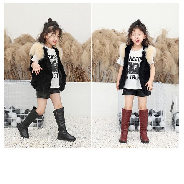 

kid designer boots girls luxury high boots winter warm leather boots children solid solor shoes new fashion style 2 colors girs shoes, Black;grey