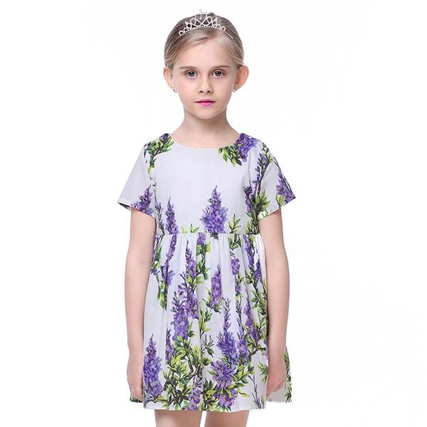 

girls dresses floral print cute toddler girls short sleeve dress children vestido girl clothing costume for kids, Red;yellow