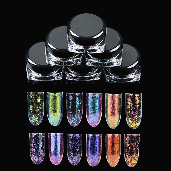 

chameleon nail art sequins glitter paillette transparent manicure decor neon powder nail powder chameleon glitter, Silver;gold