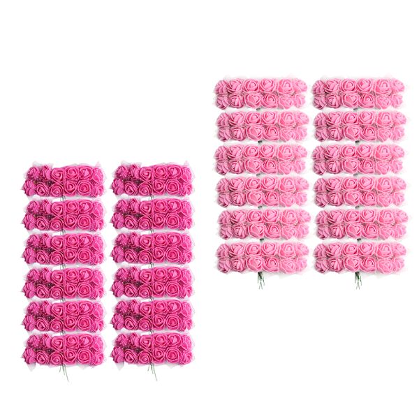

pack of 288 foam rose flowers wedding boutonnier bouquet home decor pink+rose red