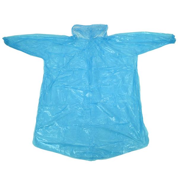 

1pcs disposable plastic emergency waterproof rain coat hood poncho camping blue