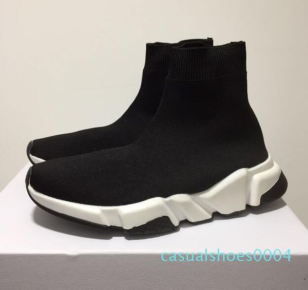 

новые дизайнерские кроссовки speed runner модные туфли носок тройной черный сапоги красный плоский тренер мужские женские повседневная обувь, Black