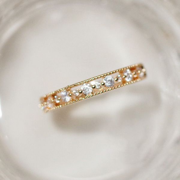 

l personality gold-plated 14k concise polycyclic zirconia simple ring marry ring, Silver