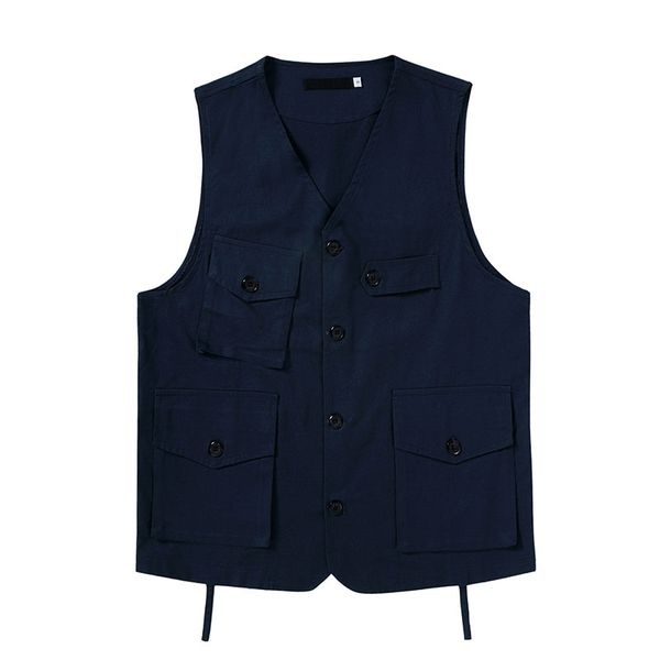 

vest jacket solid color multi-pocket off-shoulder coat men outdoor casual fishing outer wear spring new, Black;white