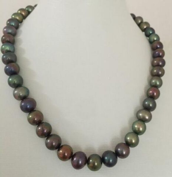 

elegant 9-10mm south sea round multicolor pearl necklace 18 inches 925 silver