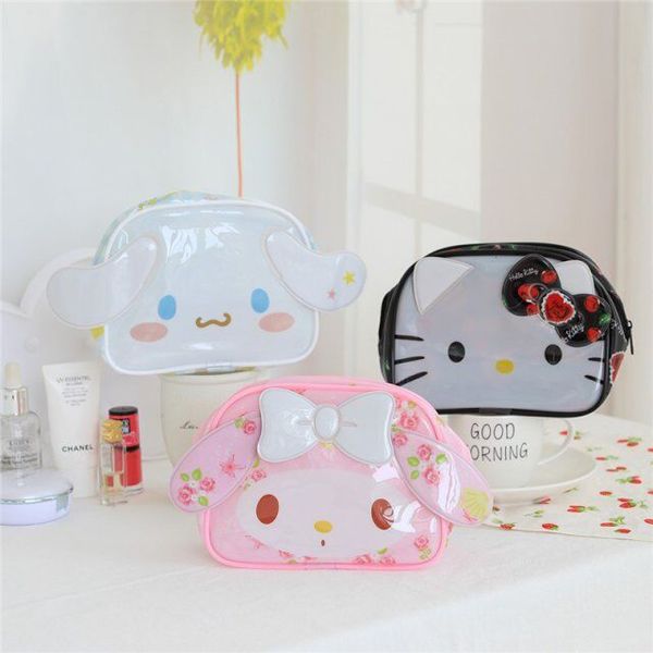 

hello kitty my melody cinnamoroll pvc cosmetic bag woman waterproof portable travel wash bag storage makeup organizer