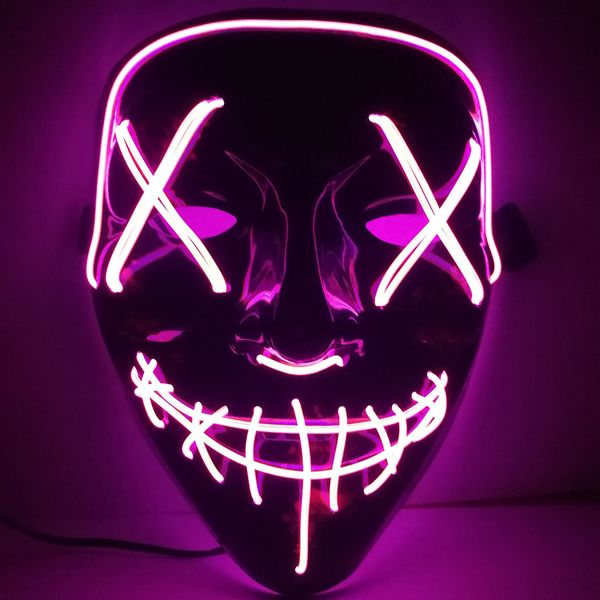 

eco-friendly halloween mask led maske light up party masks neon maska cosplay mascara horror mascarillas glow in dark masque v