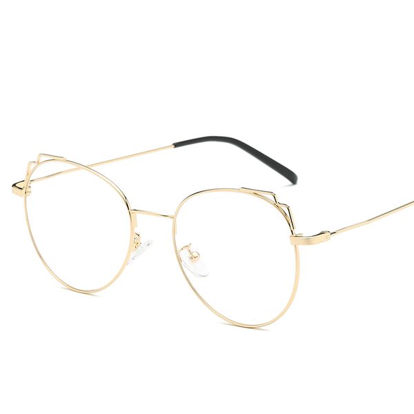 

ladies cat eye flat mirror retro square glasses frame ladies men cat eye otoscope men's metal outdoor glasses to send boxes, White;black