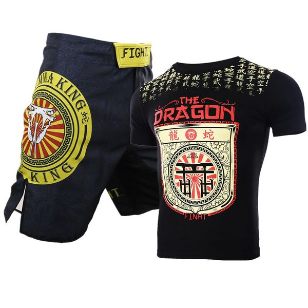 

yellow snake rashguard sport suit bjj gi boxing jerseys men fitness set muay thai t-shirt gym kick boxing trunks boxeo pants, Blue