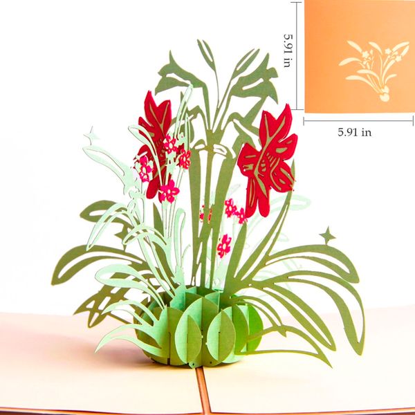 

3d daffodil flower up greeting card festival decoration laser cutting envelope postcard hollow carved handmade kirigami gift