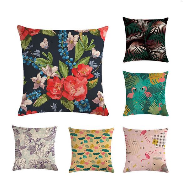 

nordic tropical plants leaves pillowcase 45*45cm linen decorative cushion cover for sofa floor home decor throw pillow zy677