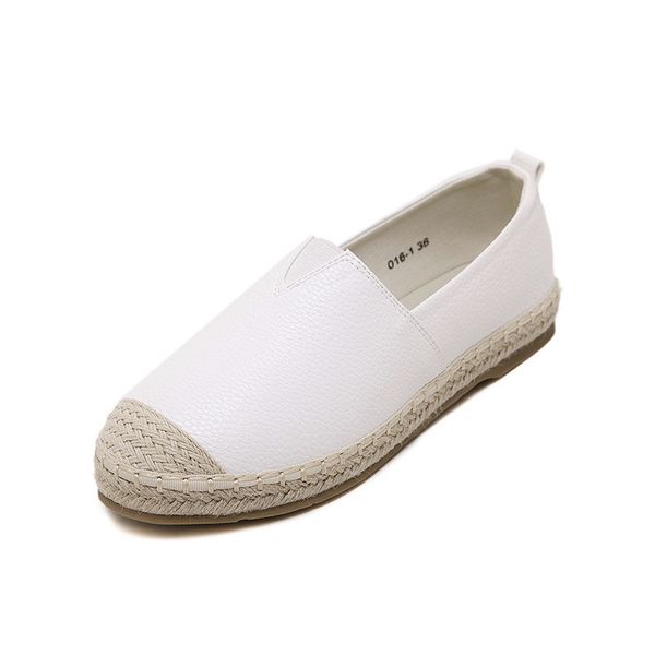 

women 2019 round toe fashion linen hemp slip on fishermans shoes big size33-43 casual flat microfiber leather ladies female loafer footwear, Black