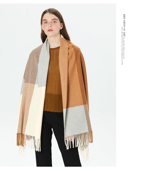 

new brand real cashmere scarf colorful soft thick warm luxury big size check infinity scarves fashion men's and women's scarf shaw, Blue;gray