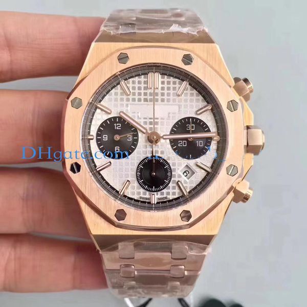 

2019 mens high watch quartz battery chronograph movement watches stainless steel sapphire glass male fashion business 42mm wristwatch, Slivery;brown