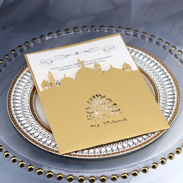 

10 set laser cut church eid mubarak wedding party invitation cards inner envelope ramadan muslim greeting card h55e