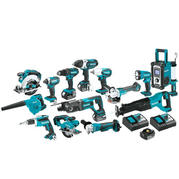

Car makita xt1501 18 volt 3 0ah 15 piece lithium ion power tool cordle combo kit
