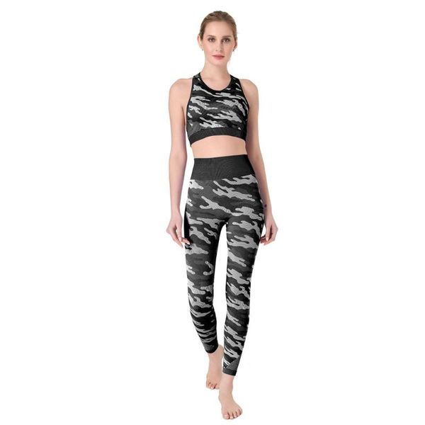 

women fitness tracksuit yoga set seamless tight leggings & crop camo sportswear workout yoga sportswear gym suits, White;red