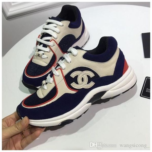 

fashion men's platform casual shoes mens designers womans sneakers leather suede patchwork trainers leisure shoes z01, Black